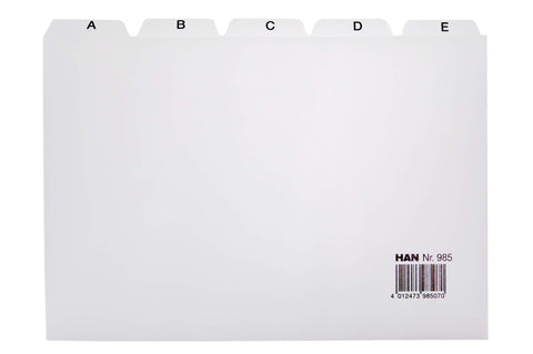 HAN 985, Tab A - Z, A5 landscape, 25 pcs. Guide cards for card index boxes and trays, grey