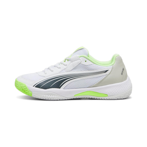 PUMA Men's Nova Court Pickleball Shoe Sneaker, White-Luminous Blue-Fizzy Apple-Shadow Gray, 9