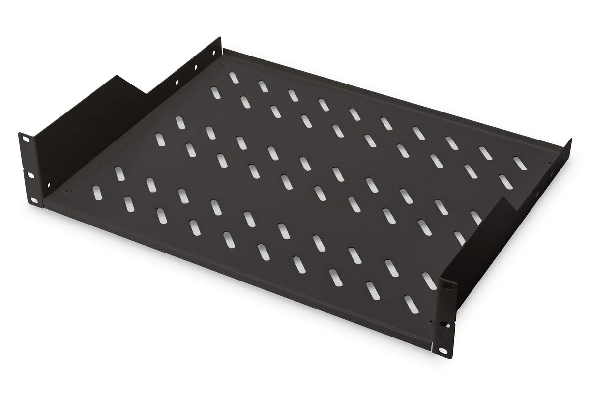 Digitus fixed shelf - 19-inch - 2U - front mounting - load capacity 25 kg - for network cabinets & server cabinets - from 450 mm cabinet depth - black