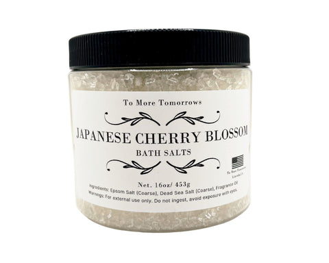 To More Tomorrows, Japanese Cherry Blossom Scent, Epsom Salt, Dead Sea Salt, Salt Bath, Gift, Moisturize Skin, Foot soak, Relieve Stress, Relax Muscles, Gift, Made in The USA
