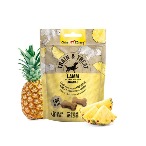GimDog TRAIN & TREAT - Lamb with Pineapple - Low-fat, grain-free treats - perfect as a training snack - 1 bag (1 x 125 g)