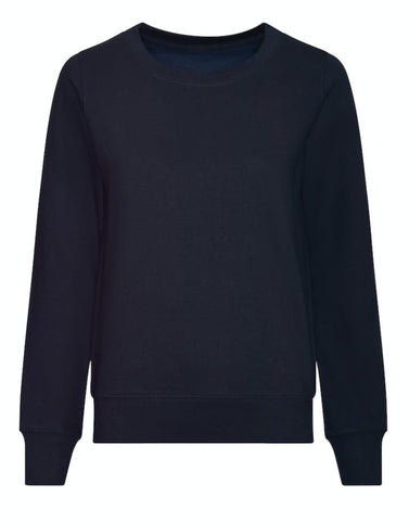 Womens Crew Neck Sweatshirts, Ladies Plain Casual Pullover Jumper- New French Navy Blue Large
