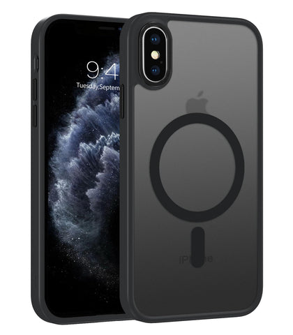 Telaso for iPhone Xs Max Case, Compatible with Magsafe Wireless Charging Translucent Matte Anti-Scratch Non-Slip Military Grade Magnetic for iPhone Xs Max Case, Black