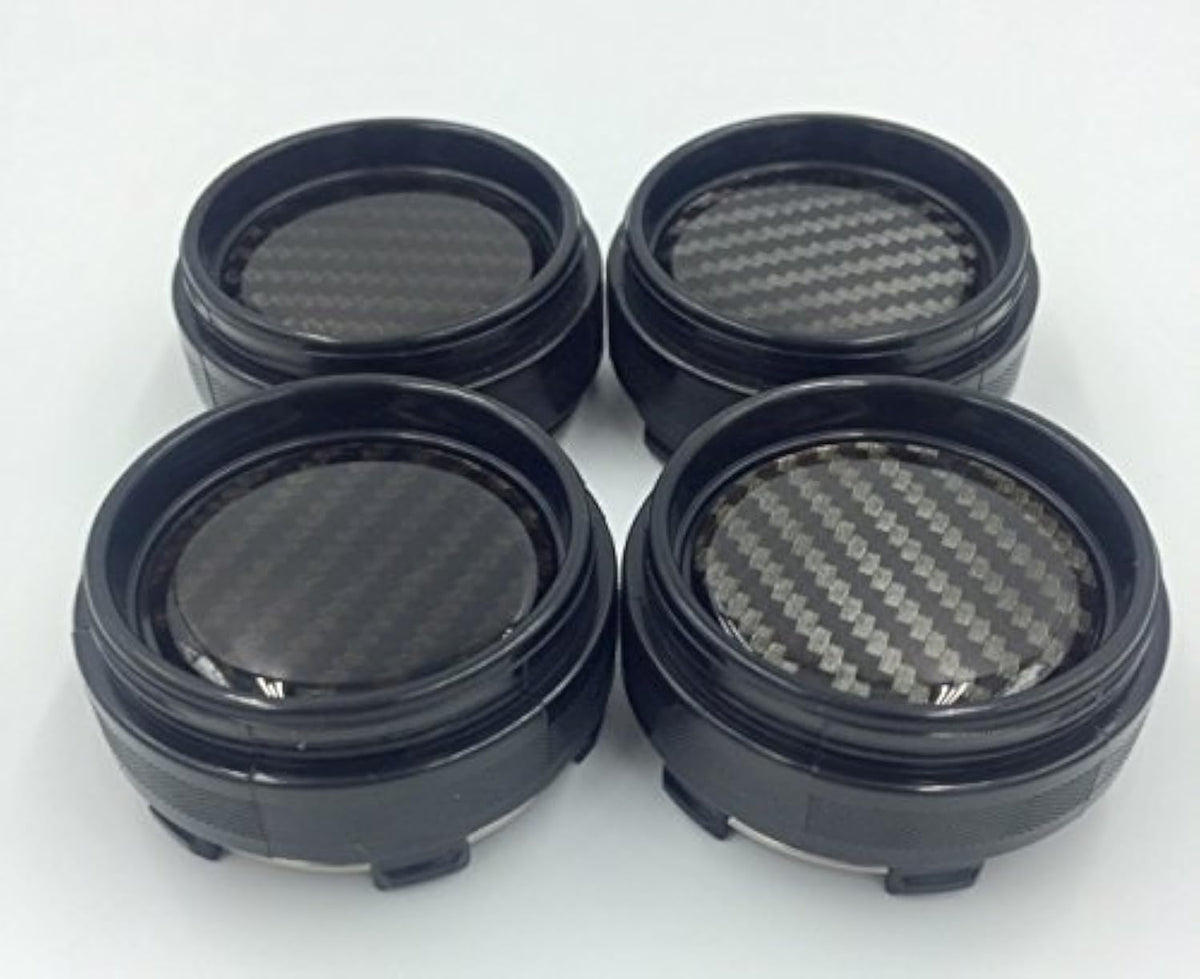 4x Universal Carbon Fibre Effect Car Auto Racing Alloy Wheel Center Hub Caps Covers Compatible With Rays Volk Racing Wheels No Logo Plain Emblem 65mm Rim Cover Hubcap Tyre Trim Truck Plastic Plating