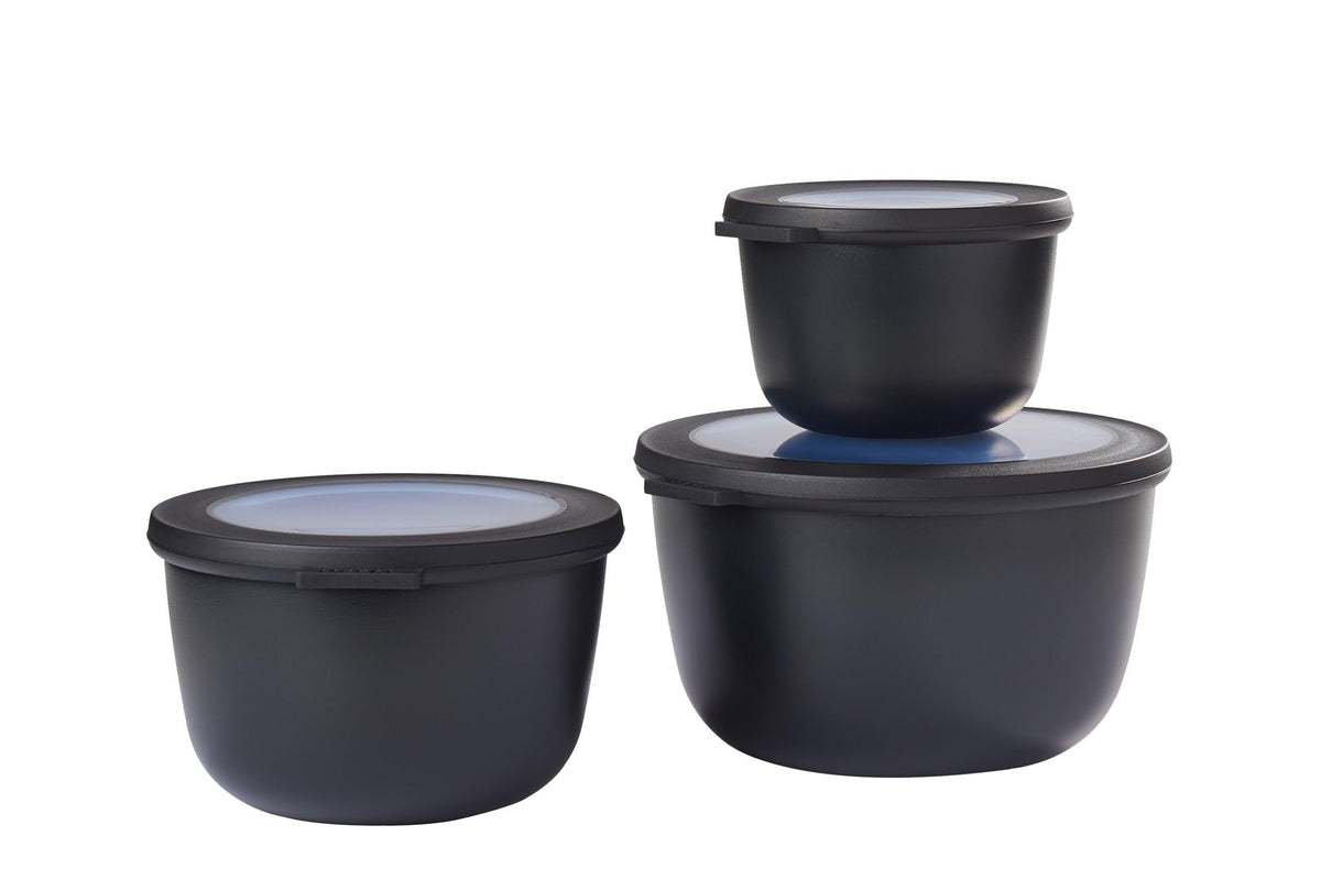 Mepal - Multi Bowl Cirqula 3-Piece Set - Food Storage Container with Lid - Suitable as Airtight Storage Box for Fridge & Freezer, Microwave Container & Servable Dish - 350, 750, 1250ml - Nordic Green
