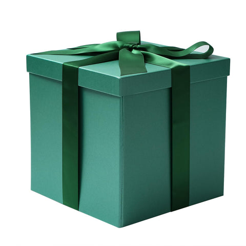 RUSPEPA Medium Birthday Gift Box with Lids, Ribbon and Tissue Paper, Collapsible Gift Box - 1 Pcs, 25.4 x 25.4 x 25.4 cm, Green