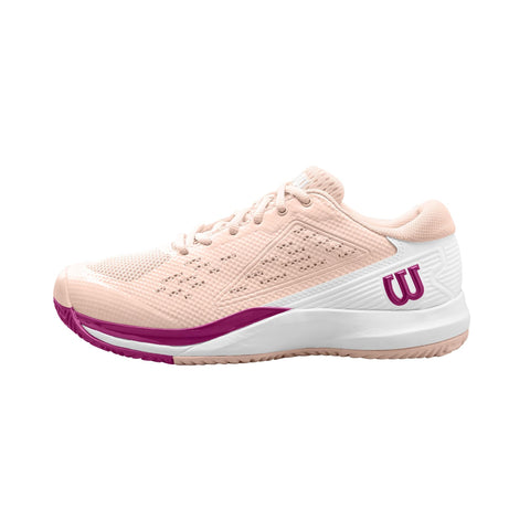 WILSON Women's Rush Pro Ace Sneaker, Scallop Shell/White/Baton Rouge, 6