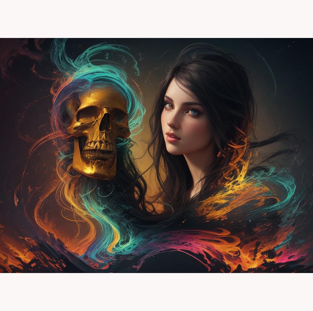 Jigsaw Puzzle 1000 Piece Adult Skull Makeup Girl Bloodied Wings Best Gift for Children or Friends