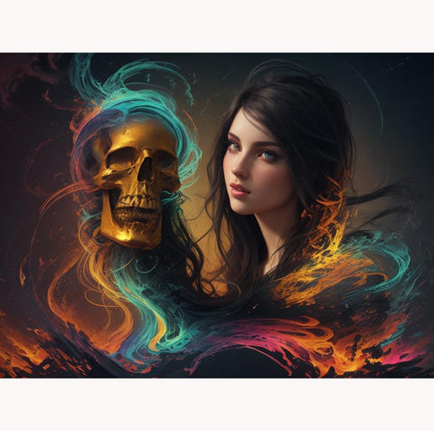 Jigsaw Puzzle 1000 Piece Adult Skull Makeup Girl Bloodied Wings Best Gift for Children or Friends