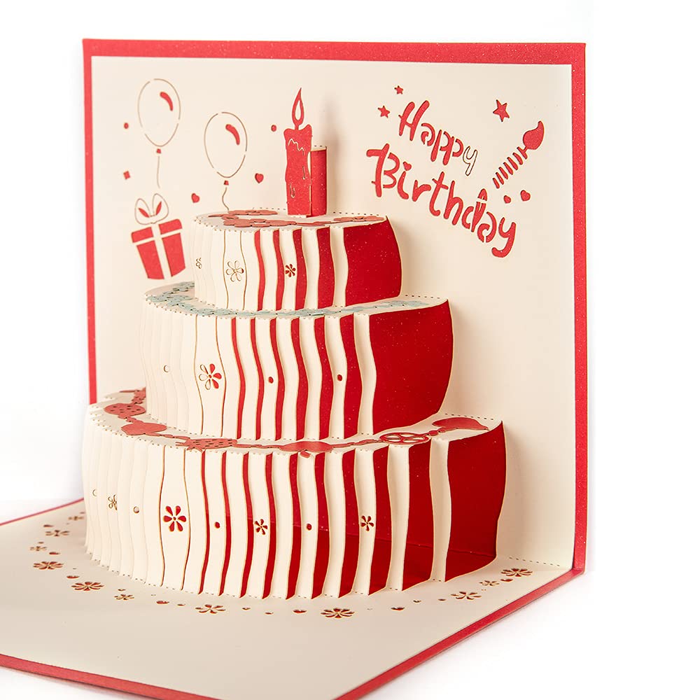 Dearjana Birthday Cake Pop Up Card, Greeting Card for Happy Birthday, Congratulations, 3D Pop Up Birthday Card for Birthday Cake Pop Up Card for Friends, Loved One's Birthday, Kids Party