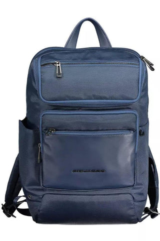 Medium Leather and Fabric Backpack with 14.00" PC, Blue, Medium Leather and Fabric Backpack with 14.00" PC