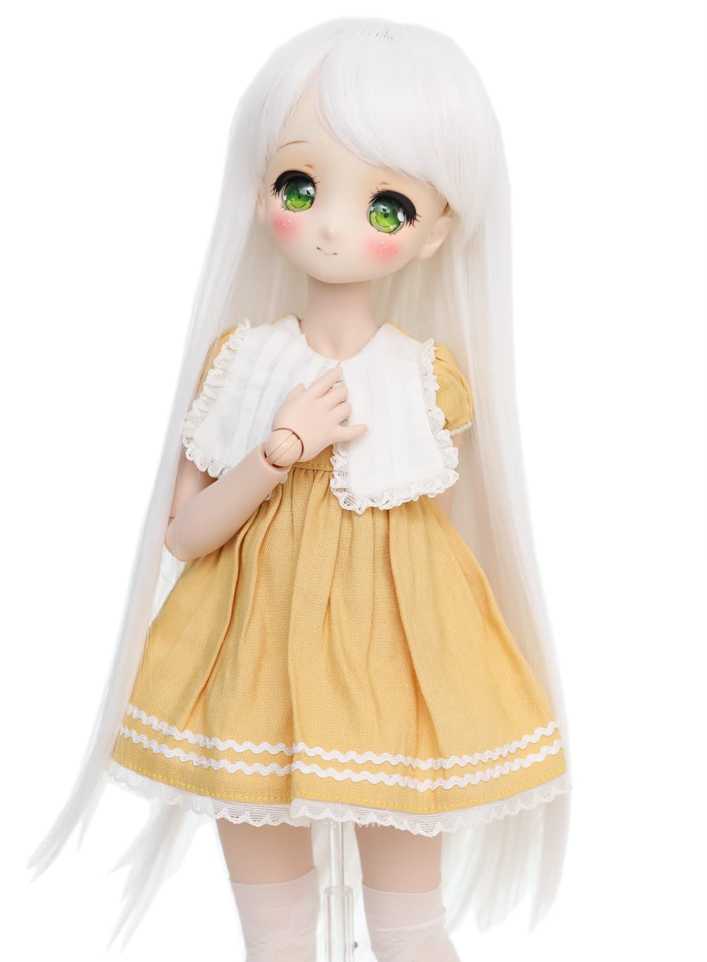 Wig only 8-9 inch 1/3 BJD Doll Hair SD DZ DD DOD LUTS Long Straight Wig (White)