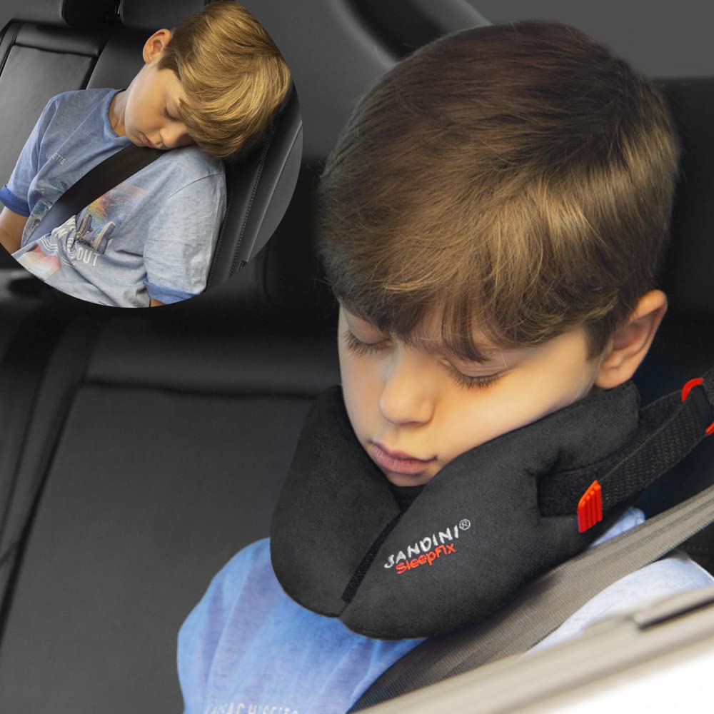 SANDINI SleepFixÂ® Kids BASIC - Child neck pillow/Neck cushion/Sleeping pillow for kids with support function - Child seat accessory as BASIC version for car/bike/travel - Designed in Germany/Made