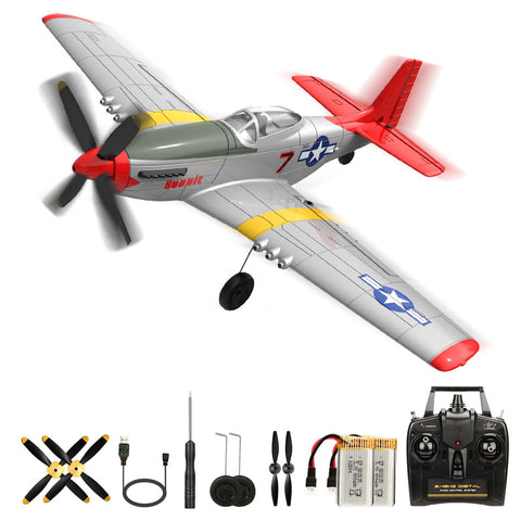 P51D RC Plane 4-CH RC Airplane Ready to Fly Park Flyer P-51 Mustang WWII Warbird Remote Control Plane for Beginners with Xpilot Stabilization System One Key Aerobatic