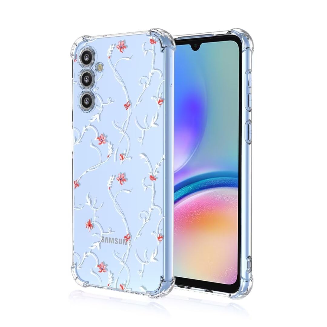 ATISIJIE Flower Case for Samsung Galaxy A05S,Clear Floral Flower Pattern Print Design Soft TPU Case Shockproof Girl Women Phone Cover-A94