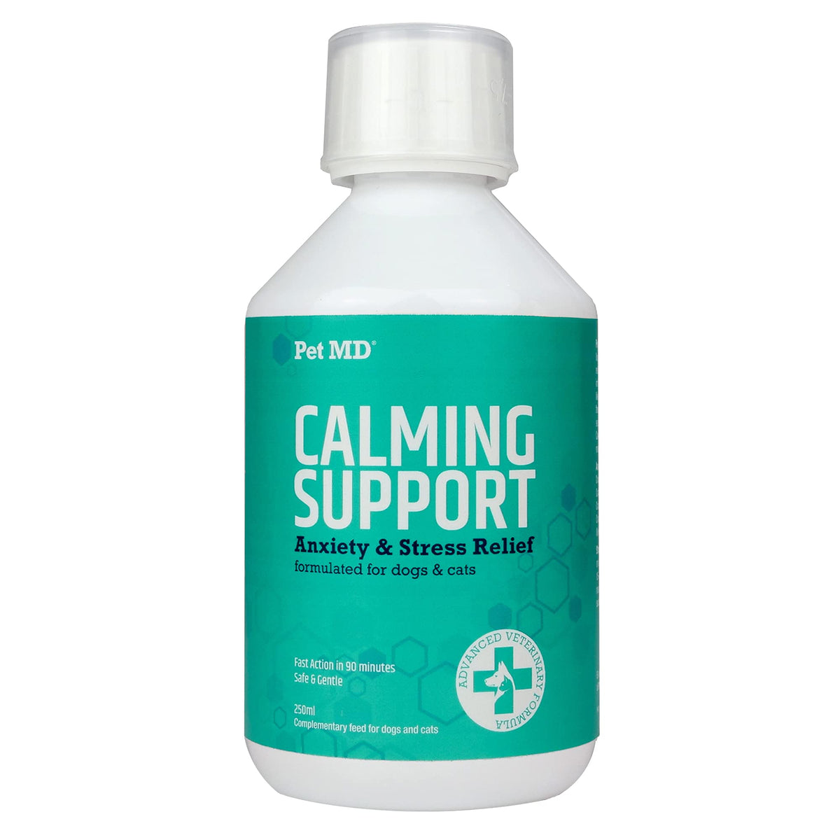 Pet MD Calming Support Cat & Dog Anxiety Relief Aid - Dog Stress and Anxiety Relief - Cat Relaxer Oil- Fireworks & Separation Anxiety Relief for Dogs - Caramel Flavour - 250mL