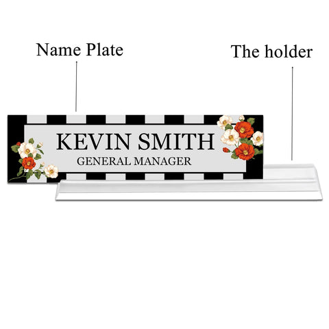 Custom Acrylic Name Plate for Desk, Office Personalized Desk Name Plate with Acrylic Holder, Elegant Desk Decorations, Unique Gift, 10 Styles (2.12"x 8")