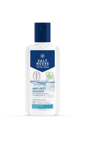 Salthouse Dead Sea Therapy Anti-grease Shampoo 250ml for Fast fettende & Problem - Formula Active Fresh With Dead Sea Salt Mineral Lemongrass & Mint 0% Dyes, Silicone, Paraffin & Parabens, PH-neutral