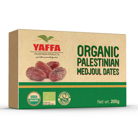 Yaffa Organic Medjool Dates (Box of 200g) - All Natural, No Added Sugar, Free from Additives, Sustainably Grown and Hand-Picked Dried Fruit Palestinian Dates