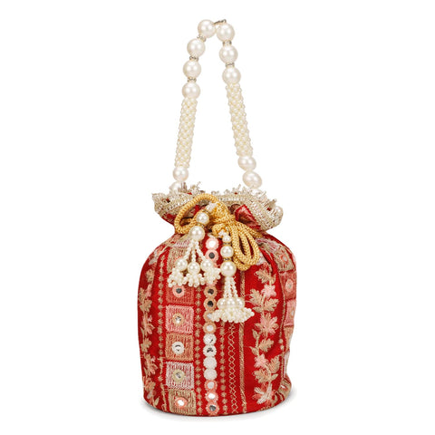 LONGING TO BUY Indian Ethnic Women Potli Bags For Wedding & Party Function (Maroon)