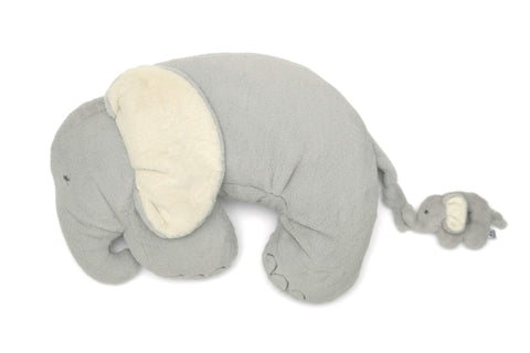 Mamas & Papas Tummy Time Roll, Interactive Soft Baby Pillow with Integrated Rattle, Elephant & Baby