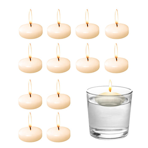 Bolosa Pack of 12 Floating Candles, White Floating Waterproof Floating Candle 42 x 20 mm, White Candles, Large Floating Candles, Tea Lights Candles, Floating Candles, 30-60 Minutes Burning Time