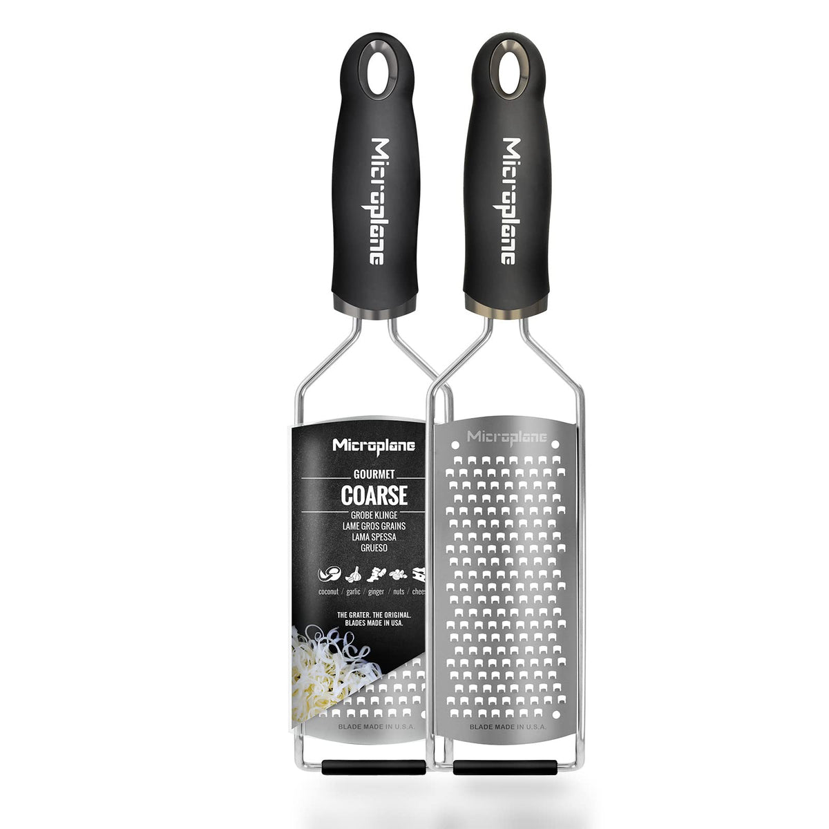 Microplane Kitchen Grater Coarse for Cheese, Carrot, Ginger, Coconut, Nuts and Horseradish with Stainless Steel Blade - Made in USA