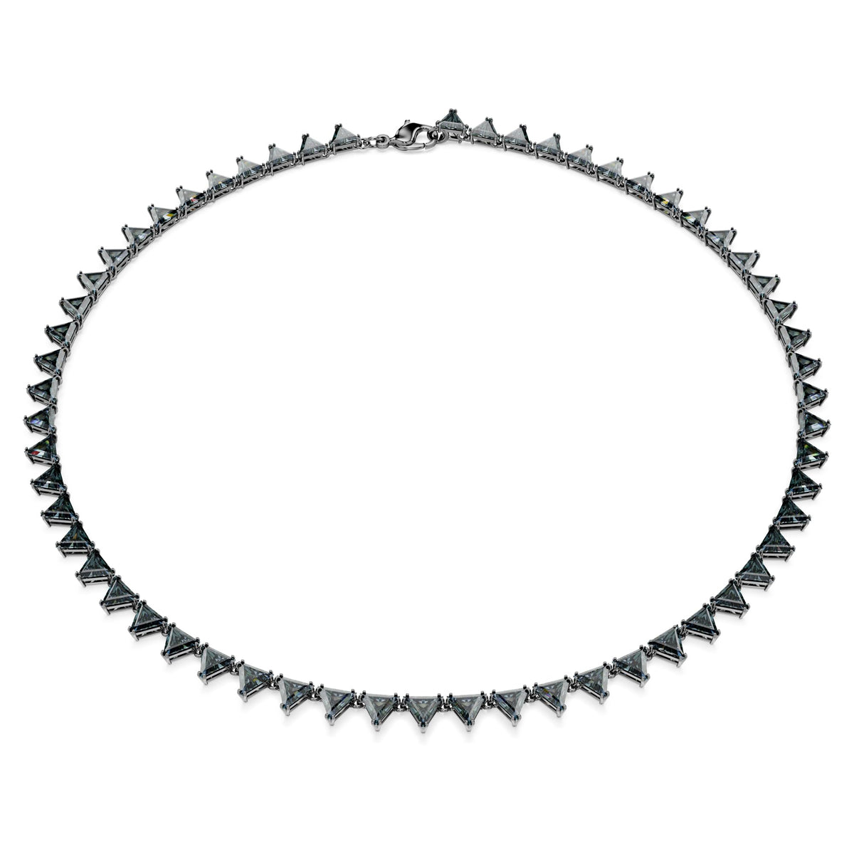 Swarovski Matrix necklace, Triangle cut, Grey, Ruthenium plated
