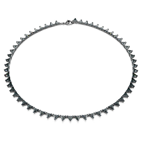 Swarovski Matrix necklace, Triangle cut, Grey, Ruthenium plated
