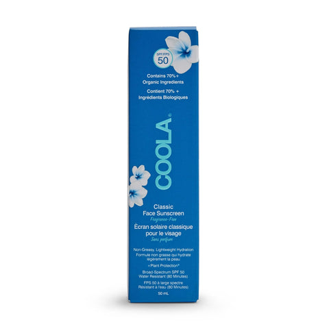 Coola Classic SPF 50 Face Sun Cream Lotion, 70 Percent + Organic Daily SPF Face Moisturiser, Vegan and Paraben Free Sunscreen, Fragrance Free, 50 ml