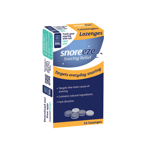 Snoreeze Anti-Snoring Lozenges - for Dry Mouth Snoring Relief, Naturally Tones & Lubricates Soft Tissues - Use with Mobile App to Stop Snoring - Pack of 16, Mint Flavour