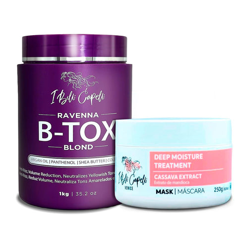 I Belli Capelli Ravenna B-tox Kit - Hair Treatment with Argan Oil Mask 250g, Formaldehyde-Free, Anti-Frizz and Smoothing for Blond Hair (1 B-tox + 1 Mask)