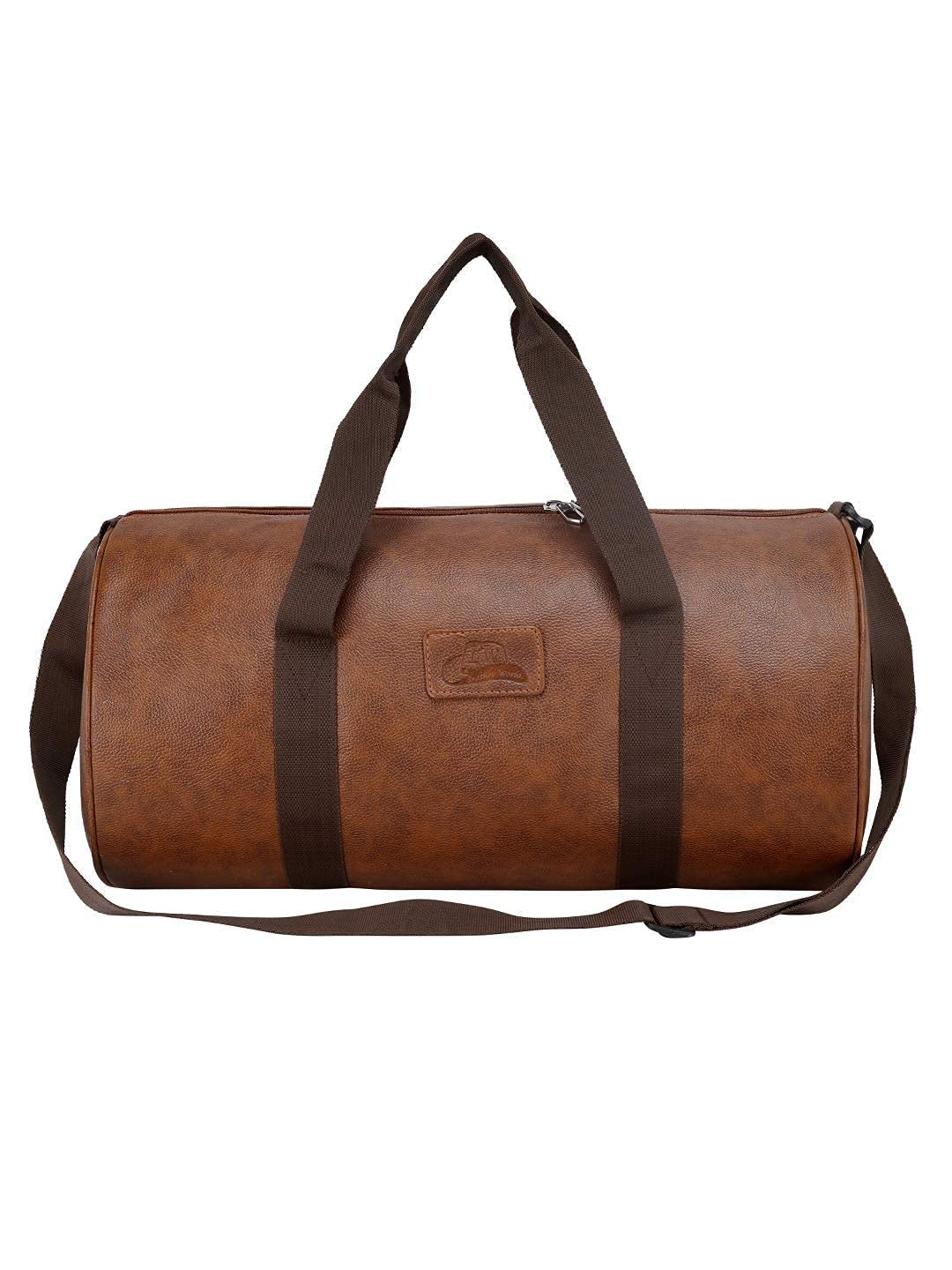 Leather World Tan Faux Leather 24 Cms Gym Duffle Bag for Men and Women