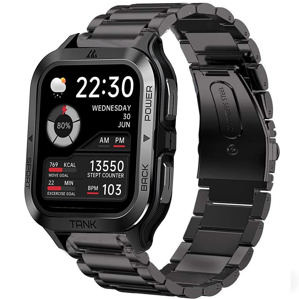 Bleushaweu Bracelet Compatible with Kospet M2 Smartwatch, Classic Stainless Steel Watch Strap for Kospet Tank M2 Smartwatch