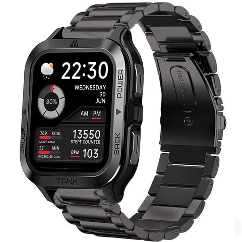 Bleushaweu Bracelet Compatible with Kospet M2 Smartwatch, Classic Stainless Steel Watch Strap for Kospet Tank M2 Smartwatch