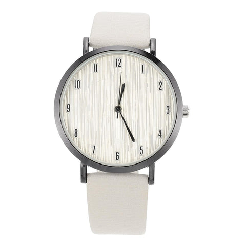 UKCOCO Women Watches: Ladies Leather Strap Watches White Women's Wood Grain Dial Watch Analogue Quartz Watches Fashion Wrist Watch for Women Ladies Girls