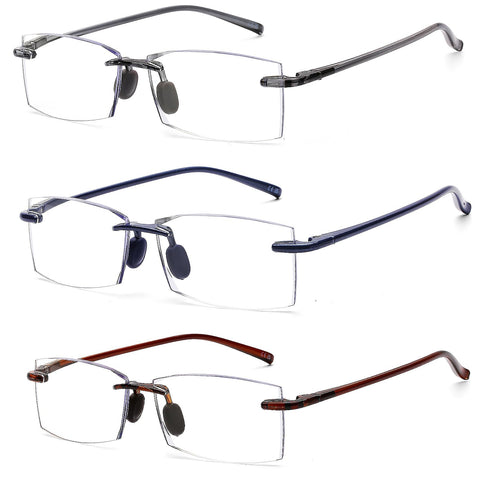 AQWANO Rimless Reading Glasses for Men Women TR90 Blue Light Blocking Lightweight Frameless Anti-reflective Computer Quality Durabe Readers, 1.25