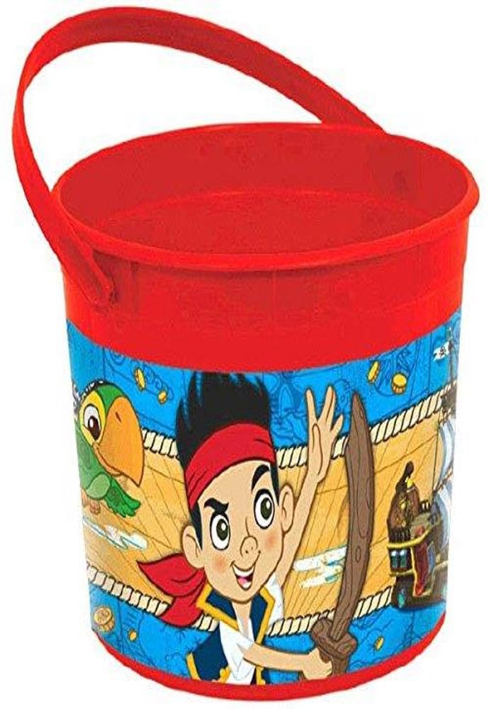 Amscan DisneyJake And The Never Land Pirates Birthday Party Plastic Favor Container, 4 1/2" X 6 1/4", Red