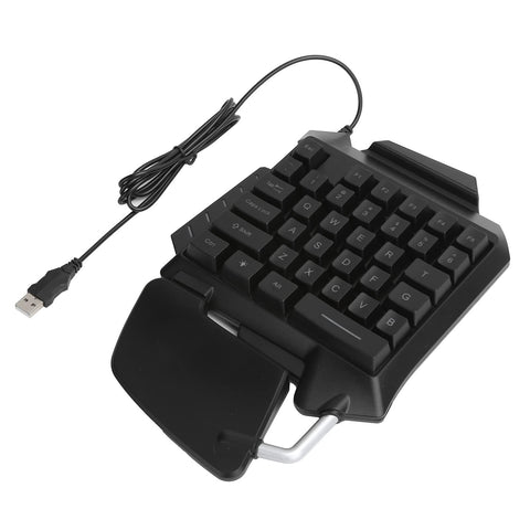 One Handed Gaming Keyboard, USB Wired Single Hand Ergonomic LED Backlit E-Sports Game Keypad with 35-Key for Desktop PC Game Console