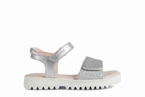 Geox Coralie 25 Sandals, Girls, Little Kids, Silver, Size 2