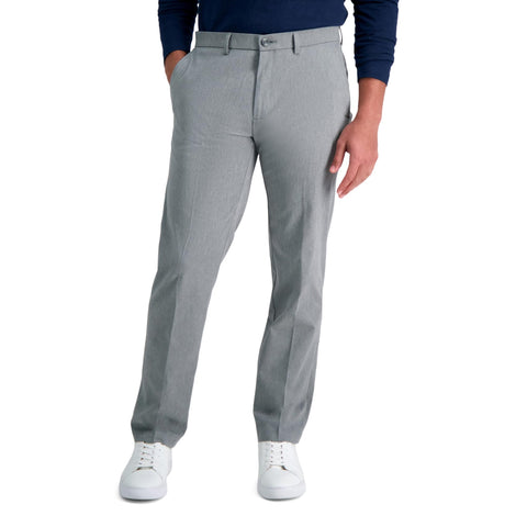 Haggar mens Iron Free Straight Fit Flat Front Pant Khakis, Heather Grey, 38W x 34L US