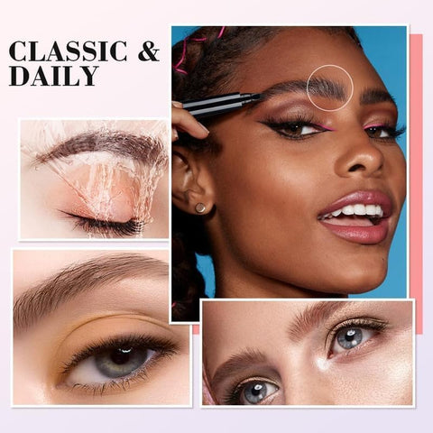 4Pcs Upgraded Microblading Eyebrow Pen - Enhanced 4 Micro-Fork Tips Brush Eyebrow Pencil for Women, Create Natural-Looking, Hair-Like Defined Brows - Long-Lasting, Smudge-Proof, and Waterproof Formula