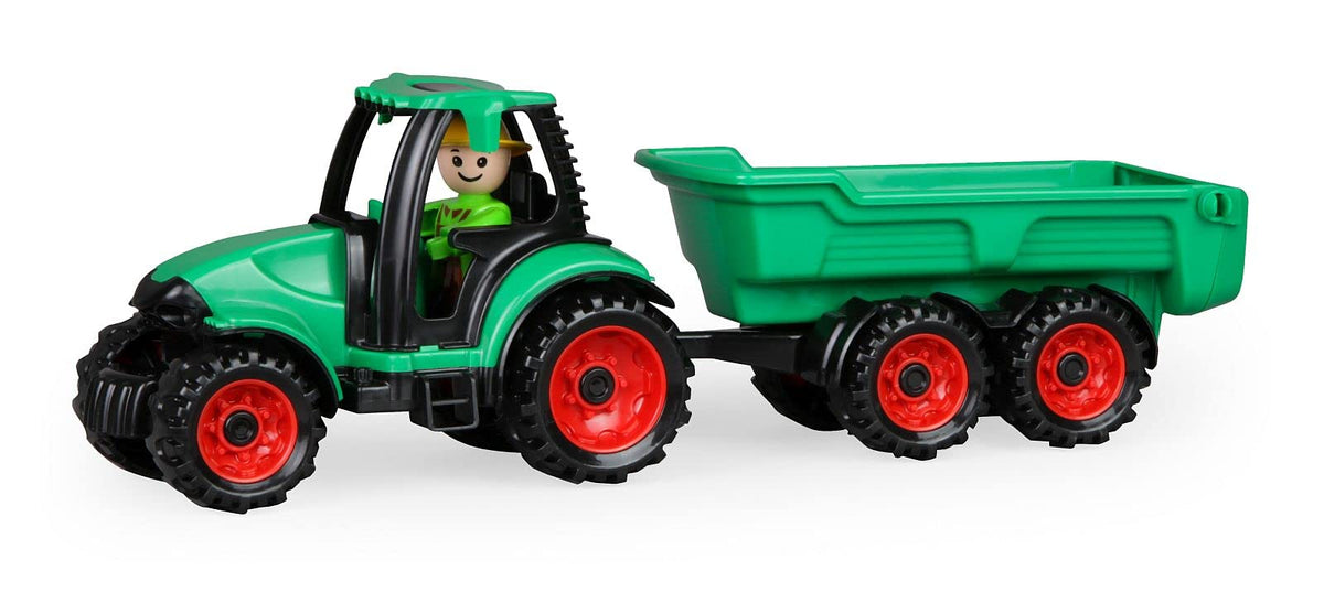 Lena 01625 Truckies Approx. 38 cm, Contains Tractor and Trailer 2 Years Onwards, Sturdy Toy Set for Sandbox, Beach and Children's Room,Green