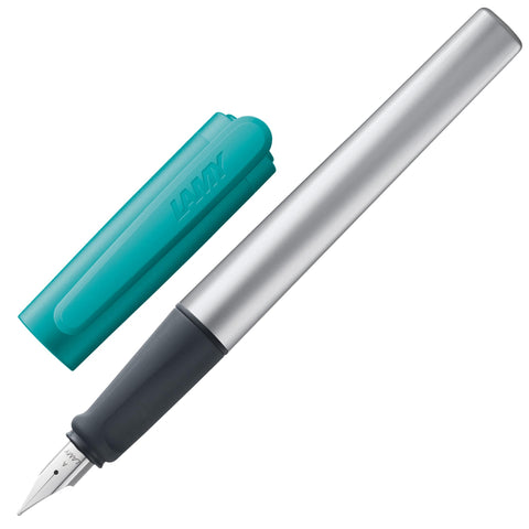 LAMY nexx smaragd - Fountain Pen with slip-proof grip & polished steel nib in size M - triangular aluminum body - including LAMY T 10 blue cartridge - Right-Handed