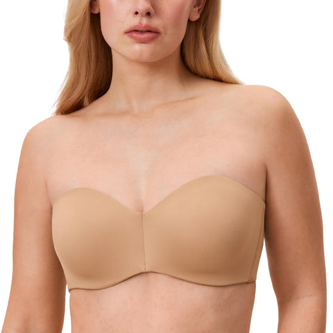 DELIMIRA Women's Strapless Bra Unlined Underwire Minimizer Plus Size Support Natural 34D