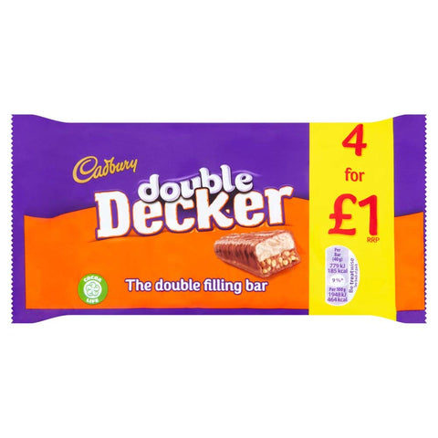 CADBURY DOUBLE DECKER CHOCOLATE 8x3+1, 32 Standard Size Bars UK/BRITISH