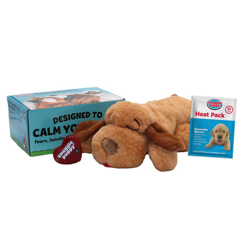 Snuggle Puppy Heartbeat Stuffed Toy for Dogs - Pet Anxiety Relief and Calming Aid - Biscuit