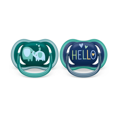 Philips Avent Ultra Air Soother, 2-Pack Lightweight Breathable Baby Pacifiers 18 Months and Older, BPA-Free with Sterilizer Carrying Case (Model SCF349/18)