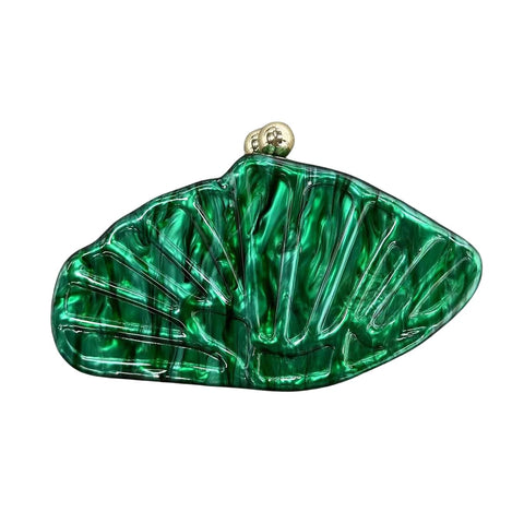 UMREN Lovely Acrylic Shell Shaped Clutch for Women Acrylic Evening Clutch Purse Marble Handbag for Wedding Cocktail Party Prom Dark Green