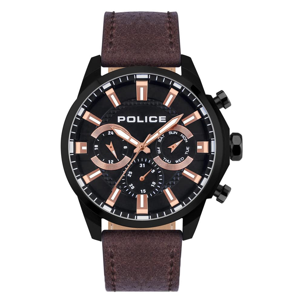 Police Men Analogue Quartz Watch with Leather Strap PEWJF2204204